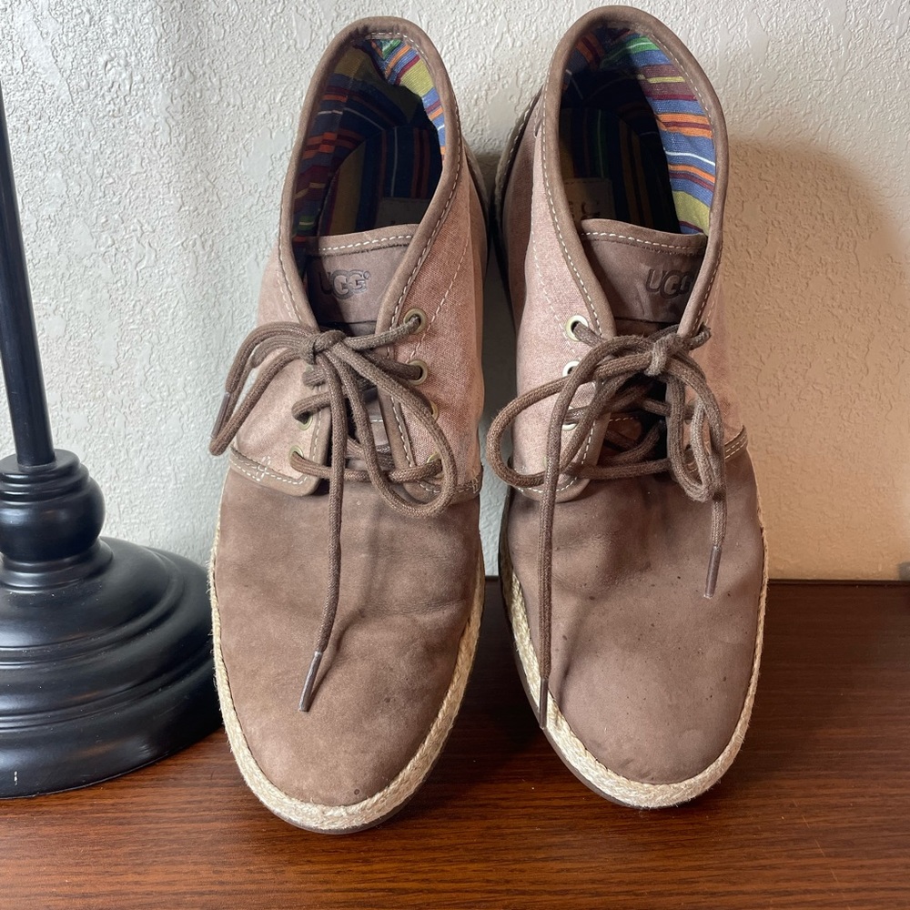Mens Ugg Australia Cantrell size 9 Brown Suede Canvas Vibram Chukka Boots‎